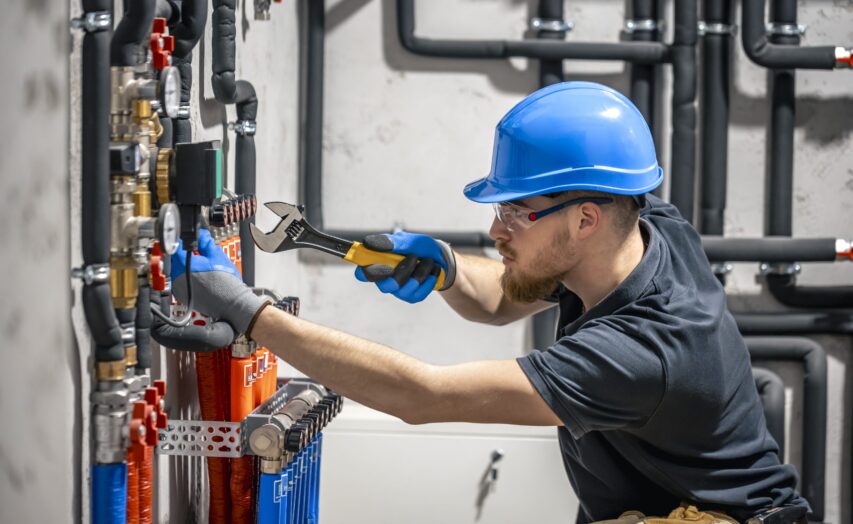 The technician checking the heating system in the boiler room. Adjusting heating valves in a residential building. A plumbing and heating technician works. SSUCv3H4sIAAAAAAAACpyS227CMAyG7yftHapcUwkSCN1eBe3COZRGhAQlKdOEePfl0CLvdnf1Z/u3/7iP97euIwKikeSze5Qox8baOaYAyXiX8Xaz8KCd0gGTe2B8iwEYHGllkg8GLIYCkpwcXHWGbra24GdNkpggzVHHssuCJCR9zhoNviTawqcWd2uiJnNHThGyQSzOorIVNfF/dbaPr5fhs3bypy6MjARtNTQjp1ZKLt9Jhyu2BrMyHrm6ewm2FDCkBOYGAf703YKRxp0R8Wmqd1mVpJ9dCmWrlxlivb+BsOXVxzxGr3yCGHO5WjmaLfNf4K9ojvOpelpUicrHKeGOsQOnx/1A+cAPR07ZUtAOOpmsU9dZhXIsL0ZhV6ZsQJTko1D00LMtHfv9B+W92B13vZJyUIOgnI003+L5CwAA//8DAEonjCm5AgAA