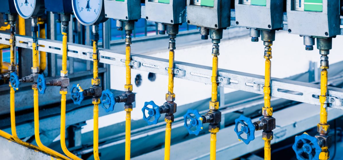 steel pipelines and cables in a plant,Industrial zone.