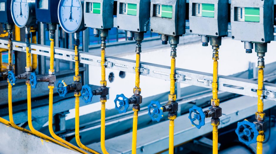 steel pipelines and cables in a plant,Industrial zone.